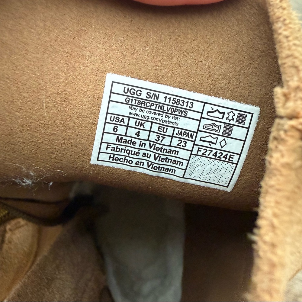 UGG Authentic Classic Twin Seam New Heights Chestnut Suede Platform Zipper Sz 6 - Picture 10 of 13